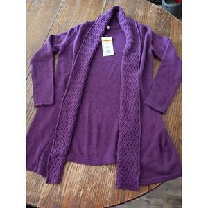 New Leo & Nicole Womens Small Purple Plum Cardigan Sweater Open Front Knit